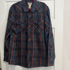 L.L. Bean Gray and Red Plaid Shirt